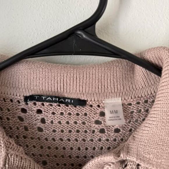 T Tahari Brown Knit Collared Blouse Size Medium - Picture 5 of 5